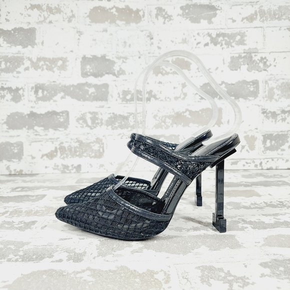 New Jessica Rich Ysabelle Black Fishnet Pointed Toe Pumps X330 - Picture 1 of 11